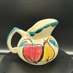 Vintage 1950's Purinton Pottery Jug Creamer Hand Painted Ceramic Fruit Pattern